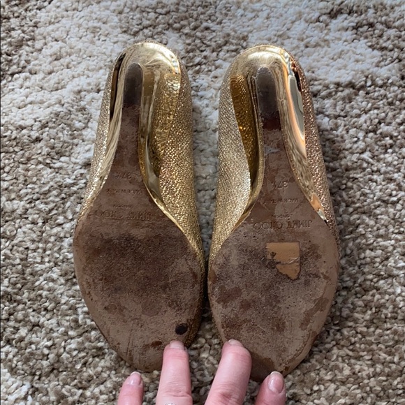 Used Jimmy Choo Gold Wedges - Picture 5 of 6